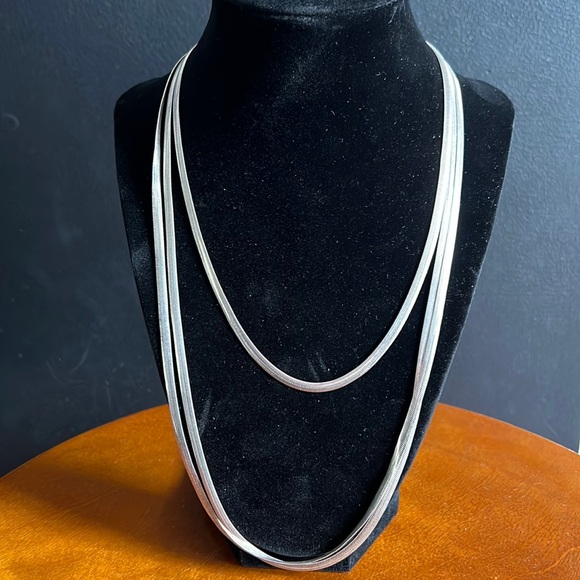 Sterling Silver 5mm wide Herringbone Necklace Italy 925 -COPY